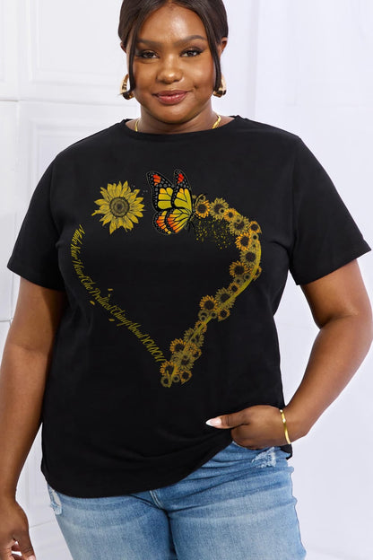 Simply Love Sunflower & Butterfly Graphic Cotton Tee