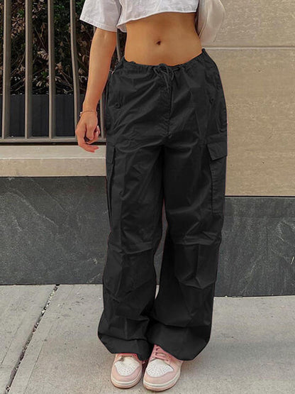 Drawstring Waist Parachute Pants