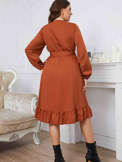 Plus+ Surplice Neck Tie Waist Dress