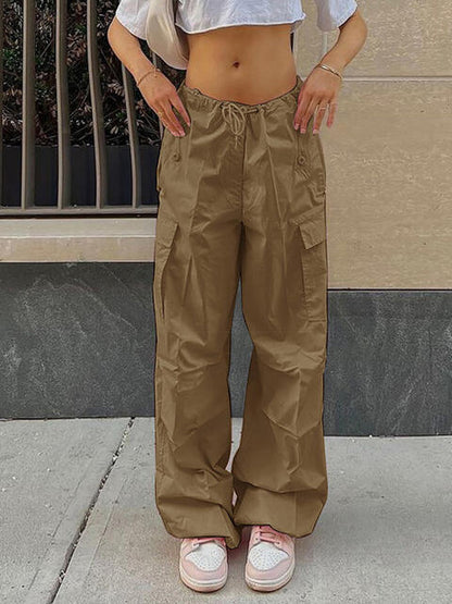 Drawstring Waist Parachute Pants