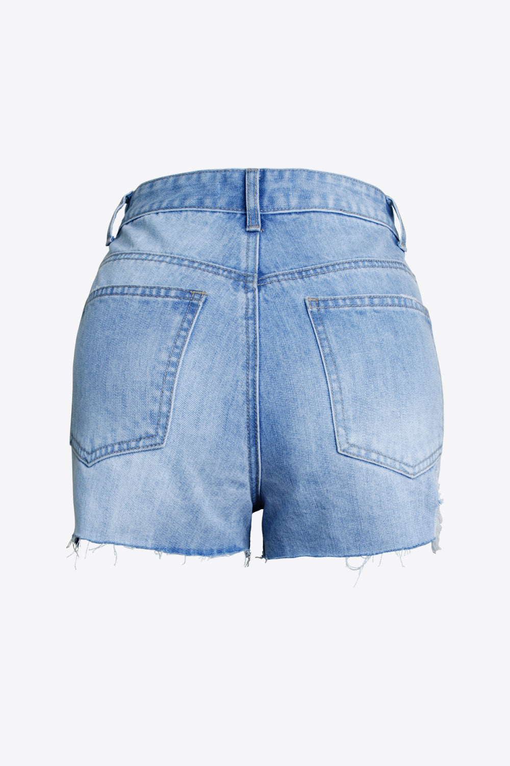 Distressed Bead Denim Shorts Trendsi