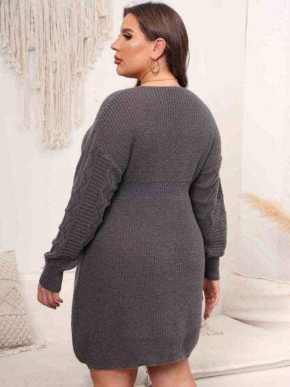 Plus+ Dropped Shoulder Long Sleeve Knit Mini Dress