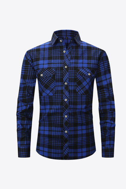 Men's Plaid Button-Up Long Sleeve Shirt Trendsi