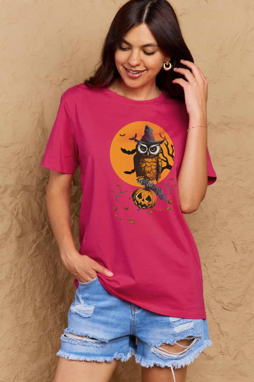 Simply Love Holloween Theme Graphic Cotton T-Shirt