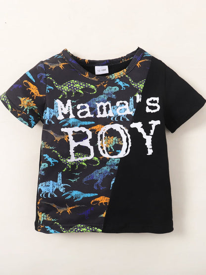 MAMA'S BOY Dinosaur Print T-Shirt and Shorts Set Trendsi