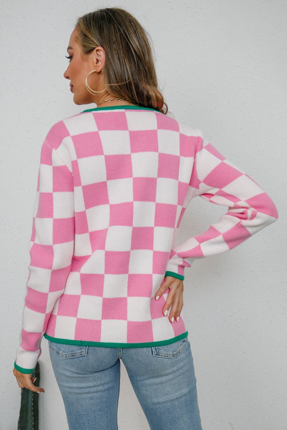 Checkered Round Neck Sweater