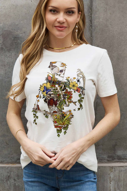 Simply Love Skeleton Graphic Cotton Tee