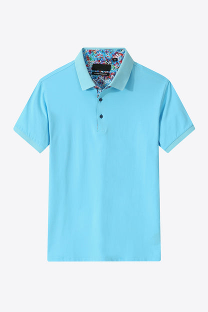 Men's Quarter-Button Short Sleeve Polo Shirt Trendsi