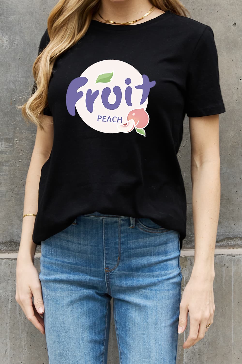 Simply Love FRUIT PEACH Graphic Cotton Tee