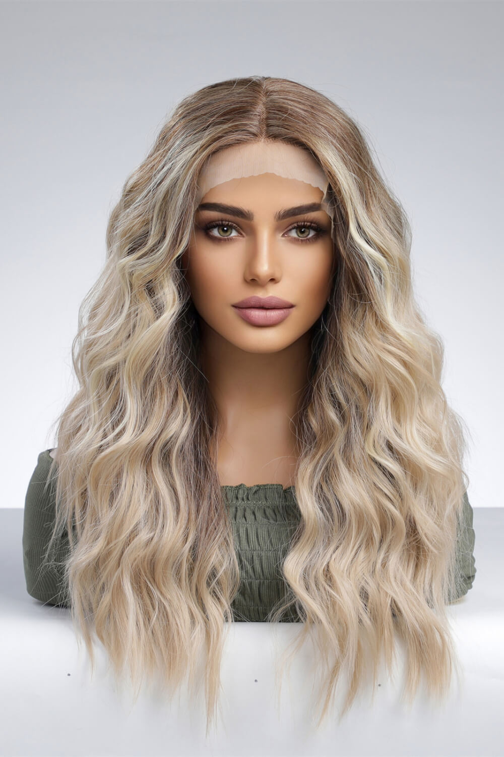 13*2" Lace Front Wigs Synthetic Long Wave 24'' 150% Density Trendsi