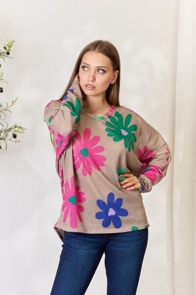 Hopely Floral V-Neck Long Sleeve Top