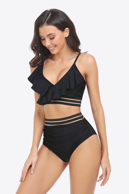 Ruffled Plunge Bikini Set Trendsi