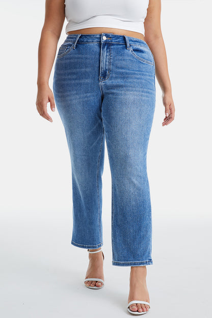 BAYEAS High Waist Raw Hem Straight Jeans