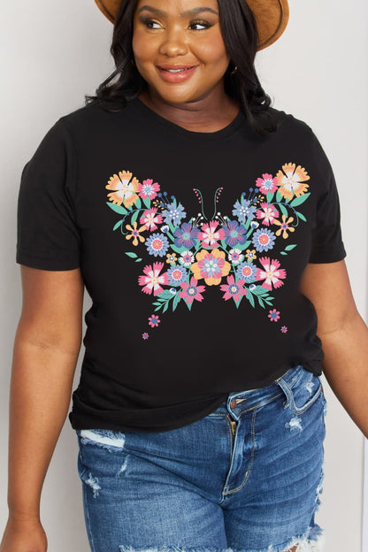 Simply Love Simply Love Flower Butterfly Graphic Cotton Tee