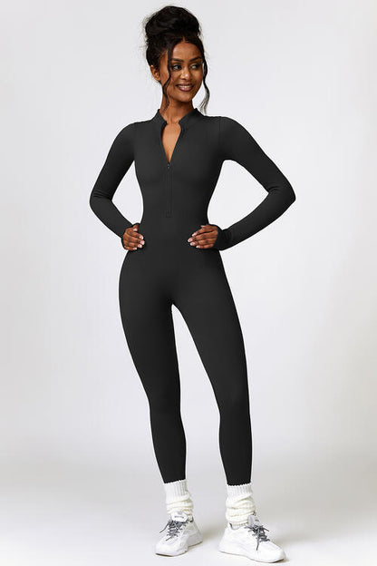 Half Zip Long Sleeve Active Sports Jumpsuit