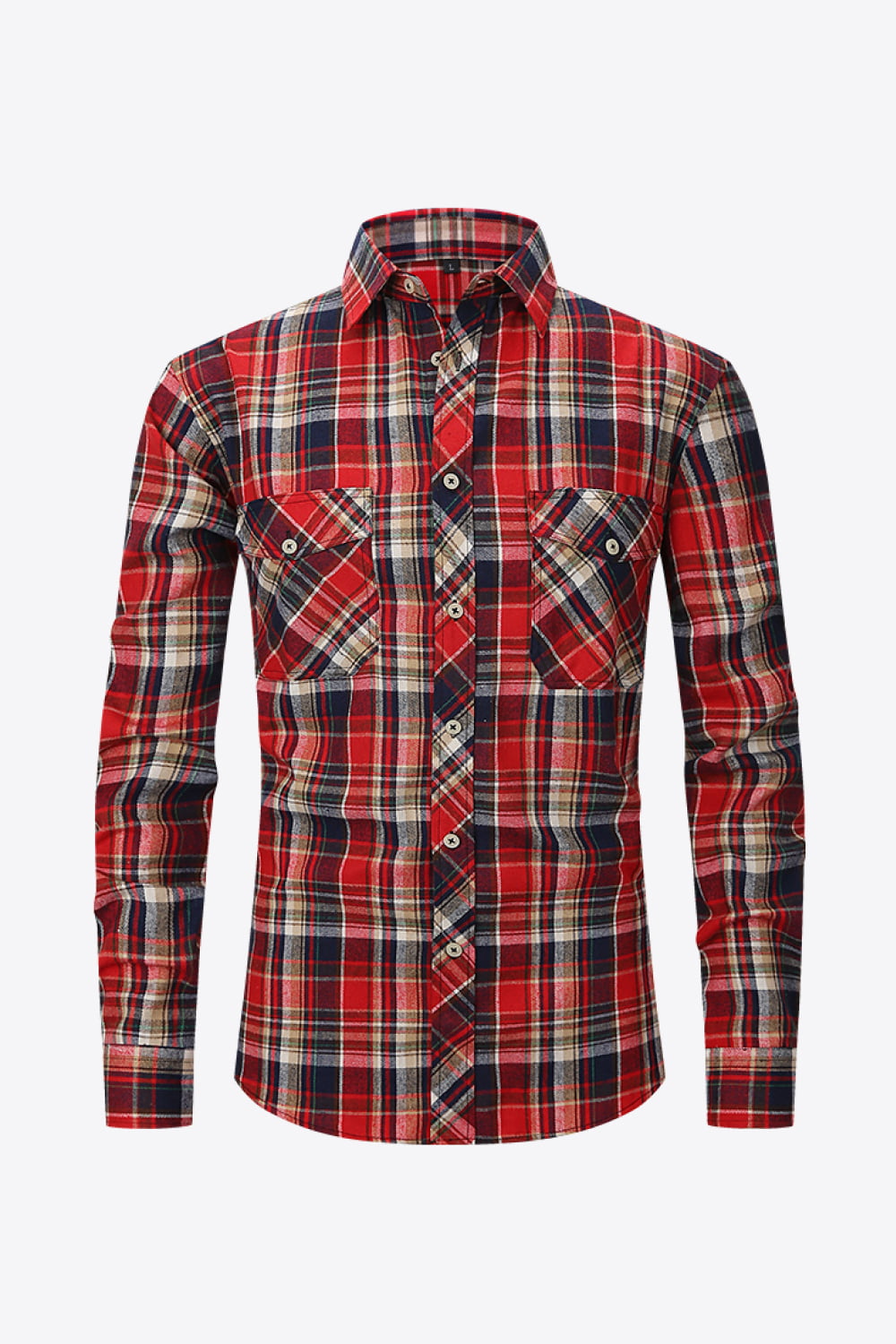 Men's Plaid Button-Up Long Sleeve Shirt Trendsi