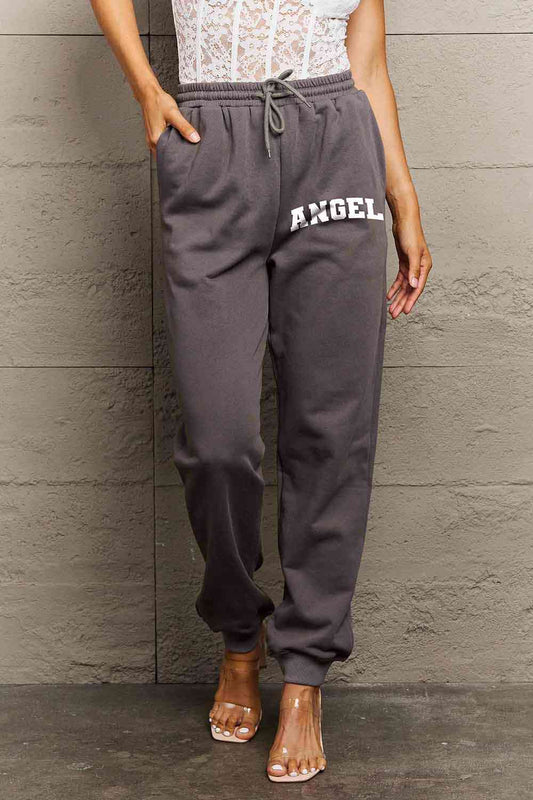 Simply Love Drawstring Angel Graphic Long Sweatpants