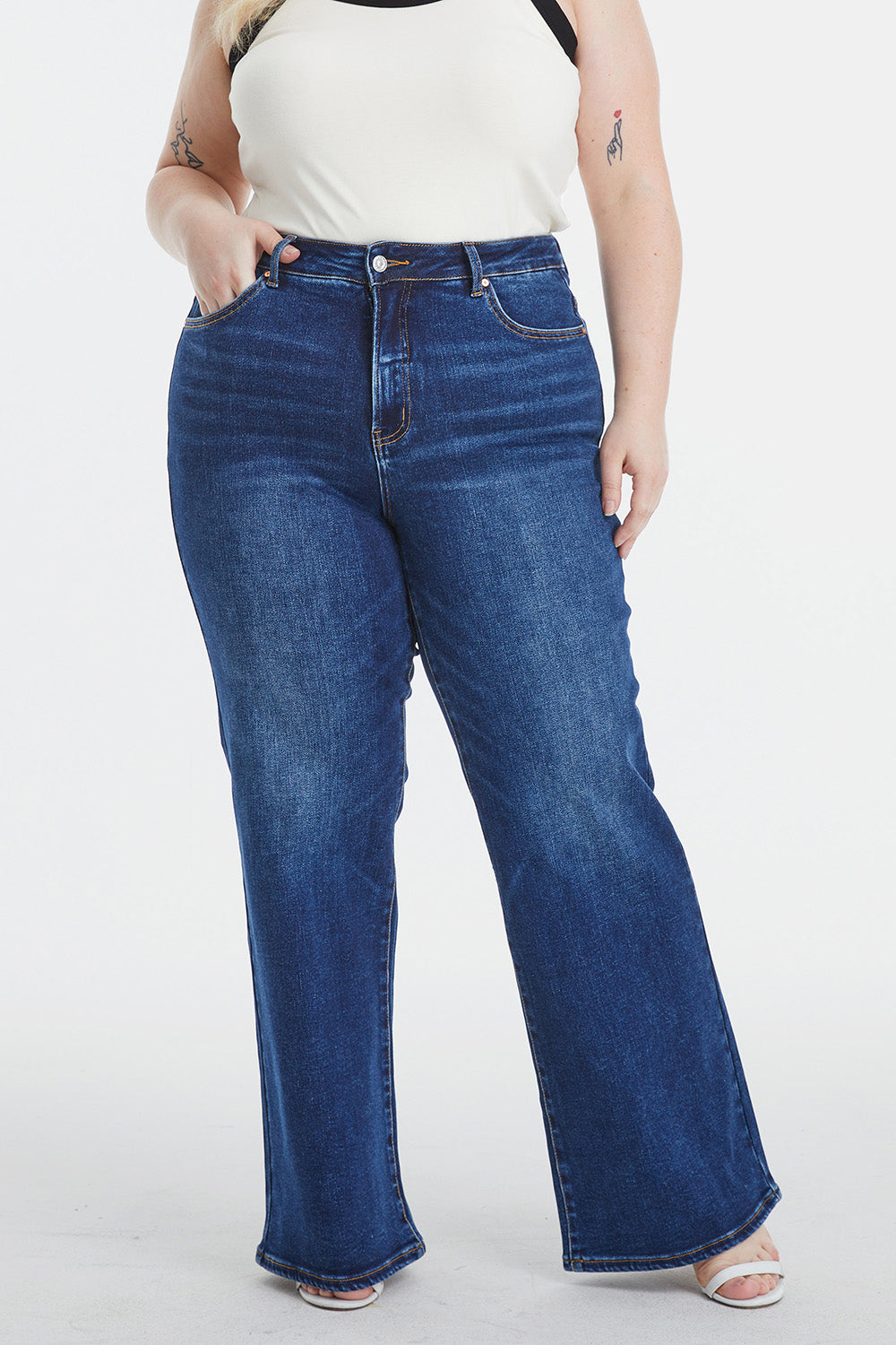 BAYEAS High Waist Cat's Whisker Wide Leg Jeans