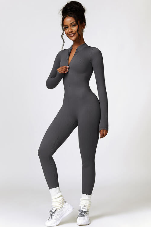 Half Zip Long Sleeve Active Sports Jumpsuit