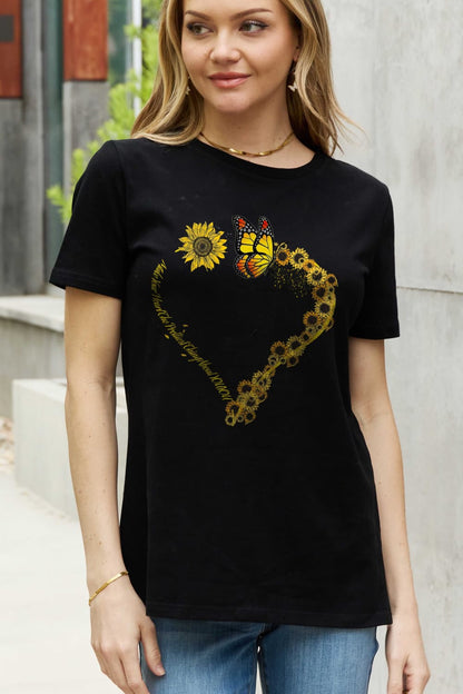 Simply Love Sunflower & Butterfly Graphic Cotton Tee