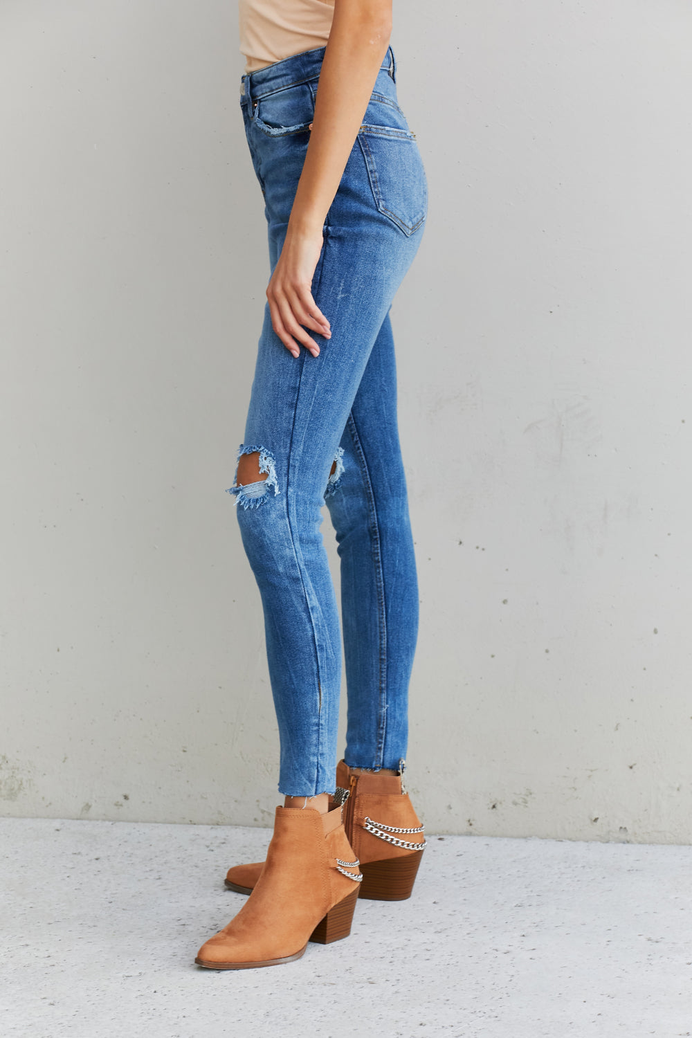 Can't Resist Distressed Raw Hem Jeans Trendsi