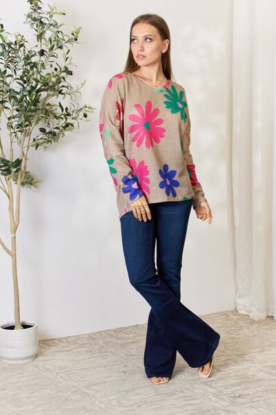 Hopely Floral V-Neck Long Sleeve Top