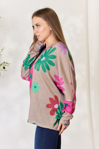 Hopely Floral V-Neck Long Sleeve Top