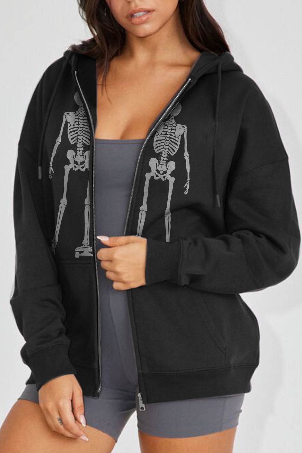 Simply Love Skeleton Graphic Hoodie