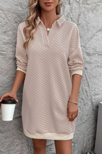 Johnny Collar Dropped Shoulder Dress