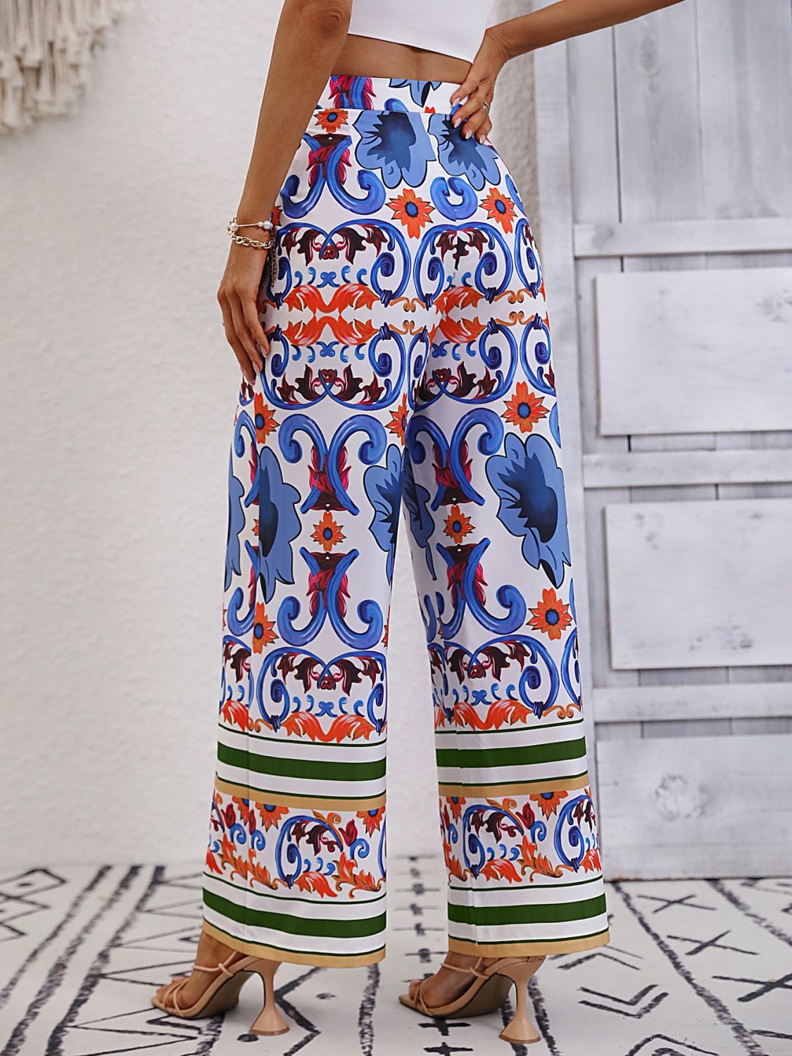 Printed High-Rise Wide Leg Pants Trendsi