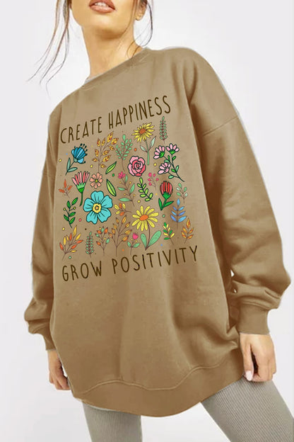 Simply Love CREATE HAPPINESS  GROW POSITIVITY Graphic Sweatshirt