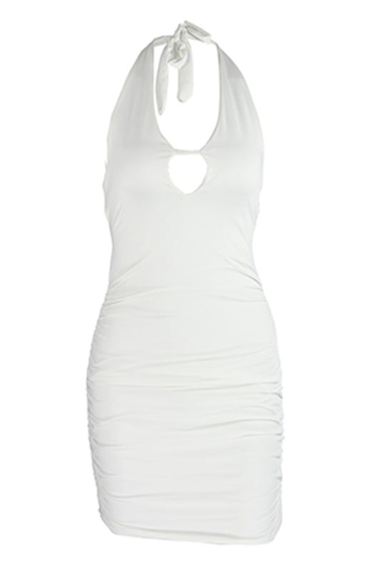 Halter Neck Ruched Dress