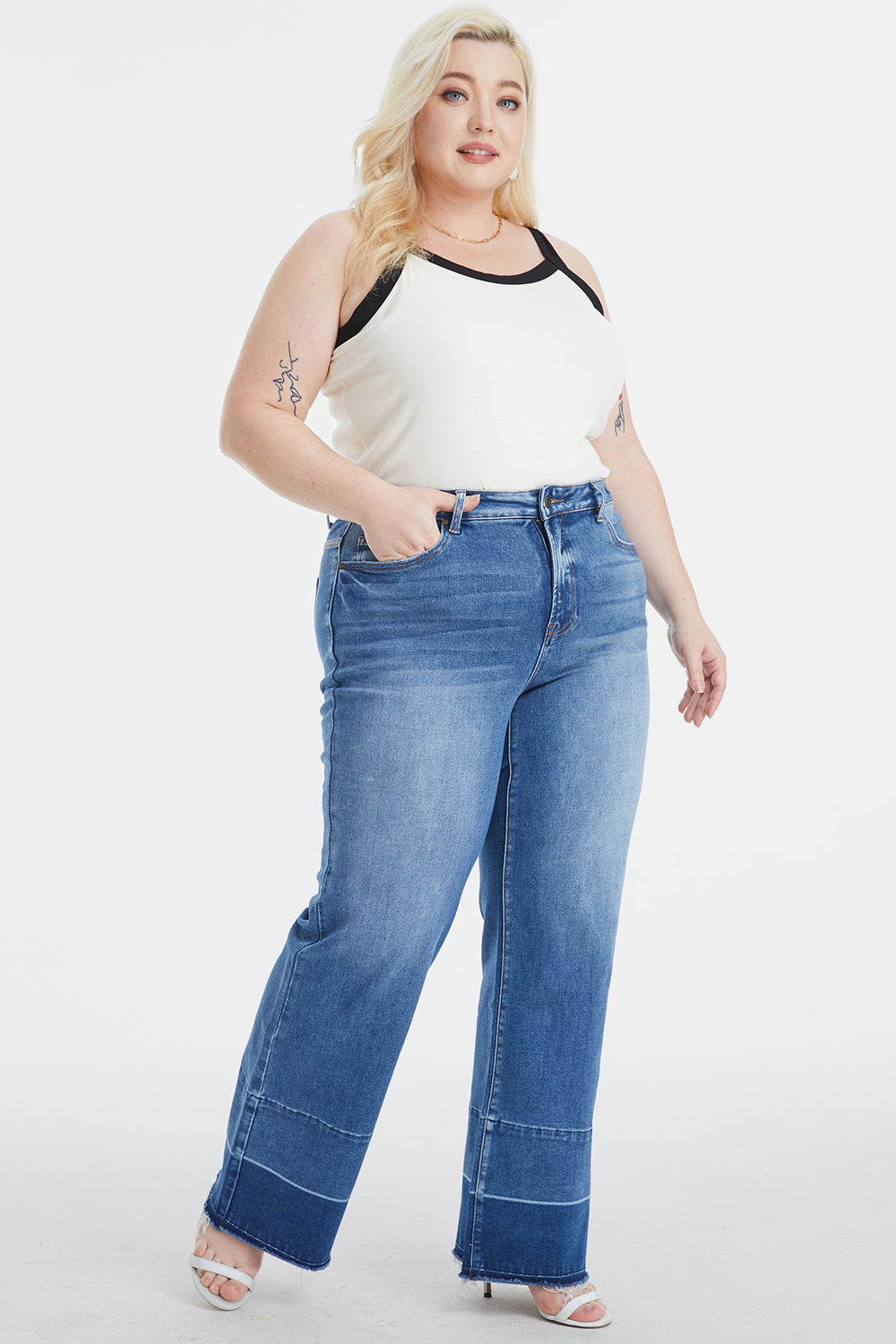 BAYEAS High Waist Cat's Whisker Wide Leg Jeans