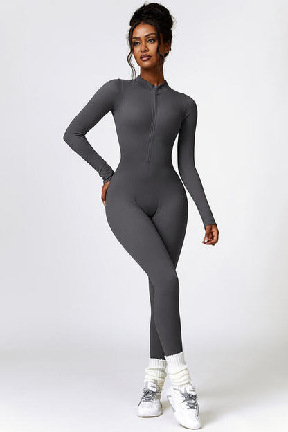 Half Zip Long Sleeve Active Sports Jumpsuit