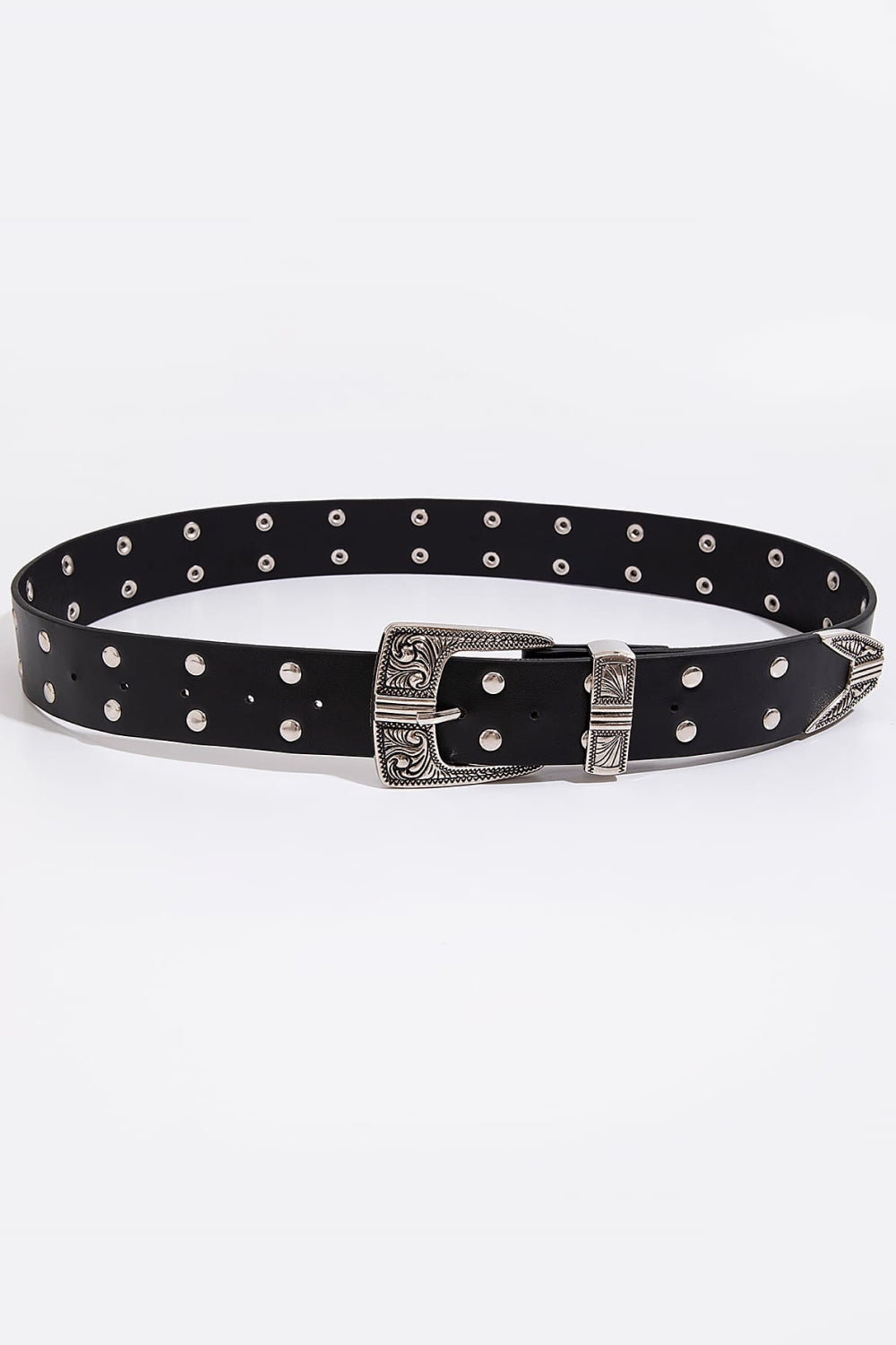 Double Row Studded PU Leather Belt