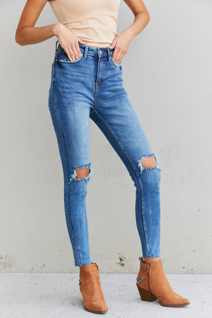 Can't Resist Distressed Raw Hem Jeans Trendsi