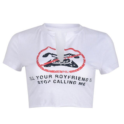 Slogan Print White Graphic Crop Top Lola’s Hidden Gem