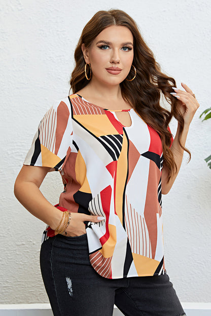 Gem Plus+ Cutout Short Sleeve Blouse