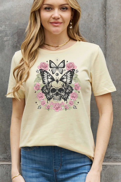 Simply Love Simply Love Skull & Butterfly Graphic Cotton Tee