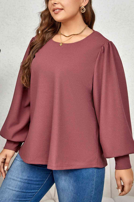 Plus+ Round Neck Puff Sleeve Top