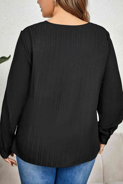 Plus+ Contrast Asymmetrical Long Sleeve Top