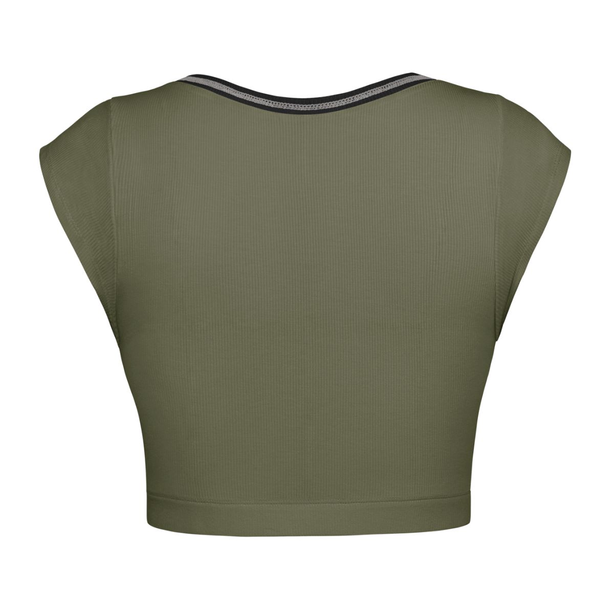 Notched Neck Cap Sleeve Cropped Tee Trendsi