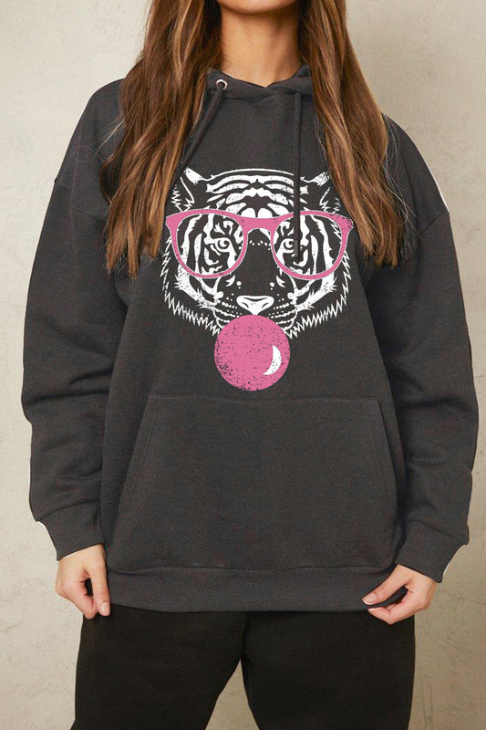 Simply Love Dropped Shoulder Tiger Graphic Hoodie