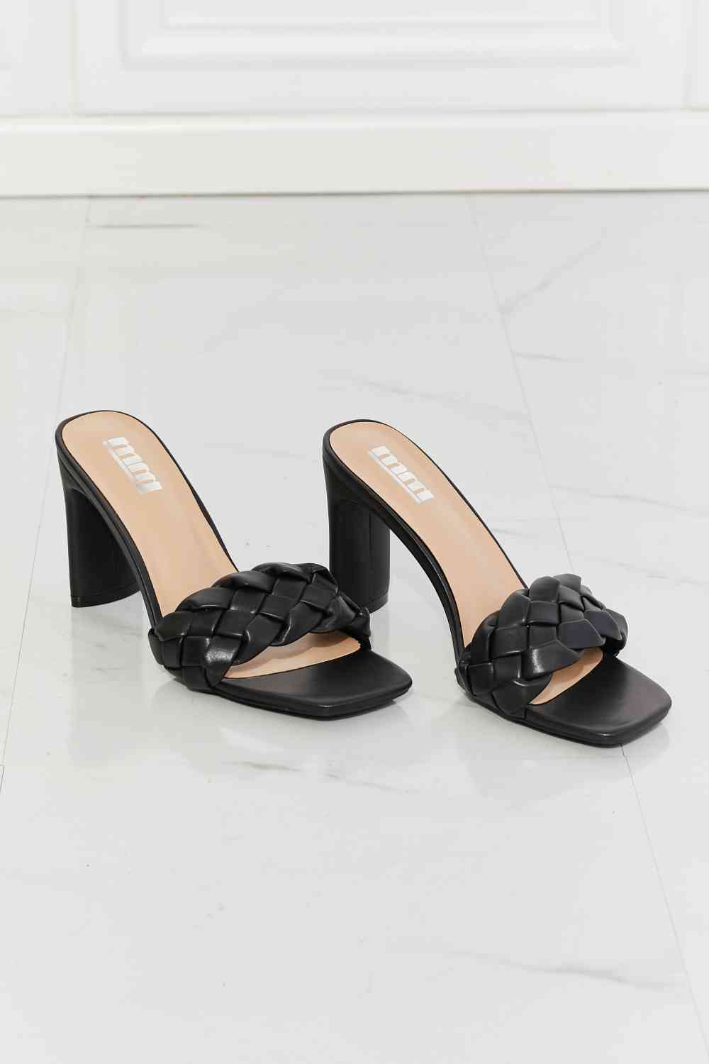 Top of the World Braided Block Heel Sandals-Black