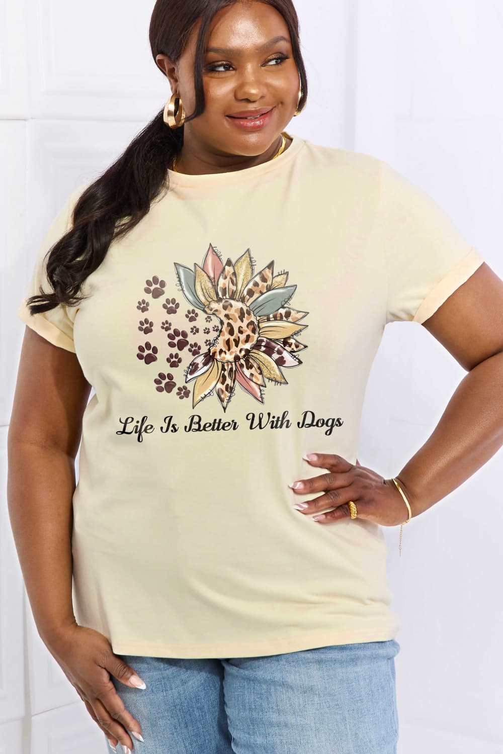 Simply Love Simply Love LIFE IS BETTER WITH DOGS Graphic Cotton Tee