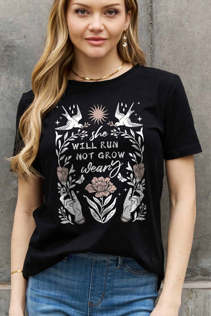 Simply Love SHE WILL RUN NOT GROW WEARY Graphic Cotton Tee