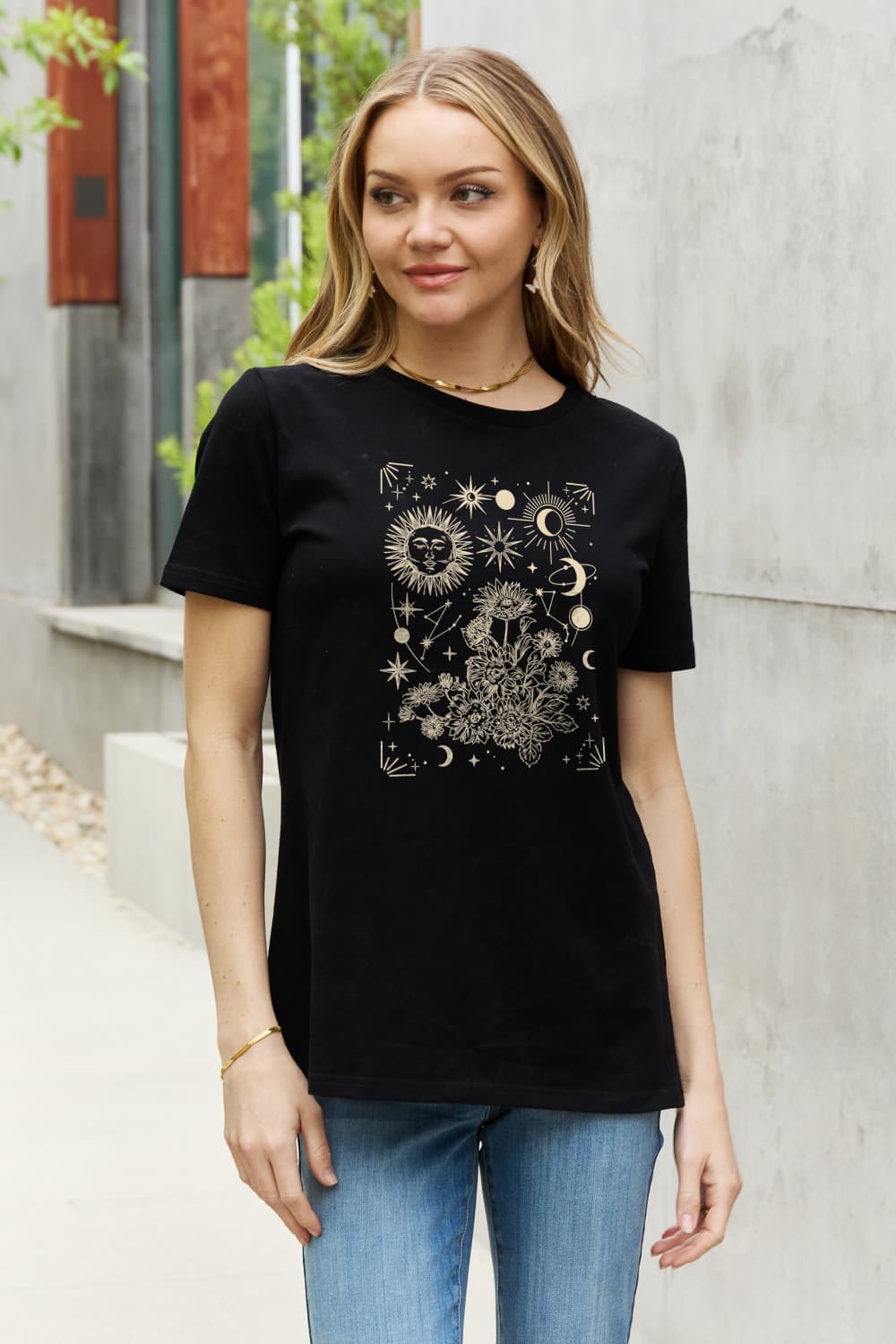 Simply Love Celestial Graphic Short Sleeve Cotton Tee Trendsi