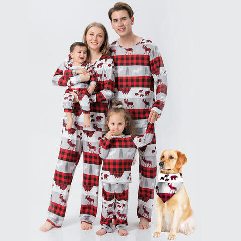 Women Reindeer & Plaid Top and Pants Set