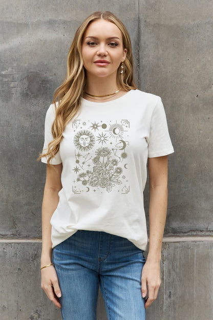 Simply Love Celestial Graphic Short Sleeve Cotton Tee Trendsi