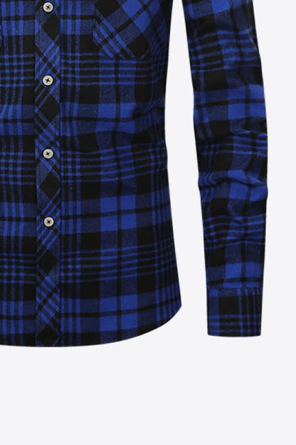 Men's Plaid Button-Up Long Sleeve Shirt Trendsi